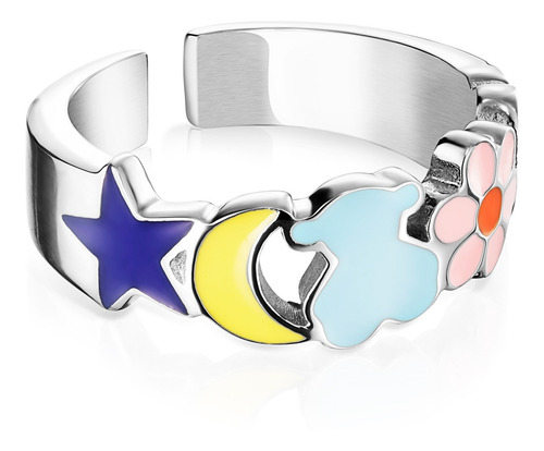 Anillo Tous Nit De Acero Y Esmalte