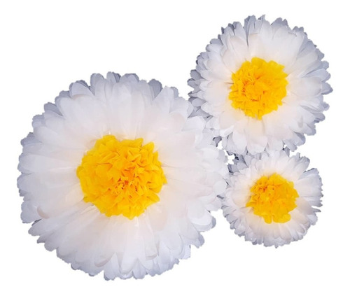 10 Flores Margaritas Pompon, Flores De Papel China 25 Cms 