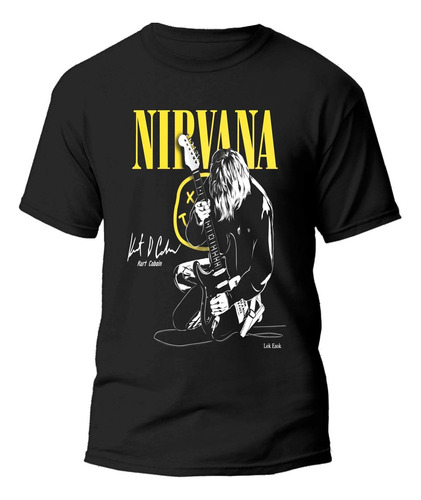 Playera Negra Estampado Rock Clasico Nirvana 100% Algodón 10