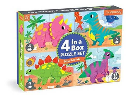 Dino Amigos 4-en-a-box Puzzle Set From Mudpuppy, 47248