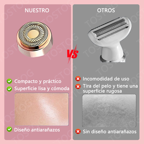 Depiladora Facial Portátil Eléctrica Con Luz Recargable Color Rosa