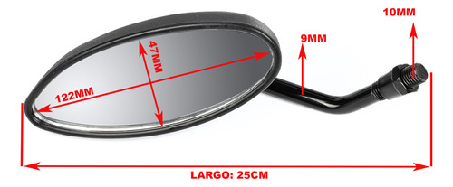 Juego Espejo Motomel Blitz110 Negro 10mm W Standard