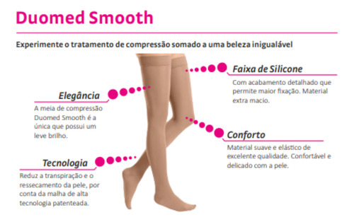Meia Medi Duomed Smooth, 23-32 Mmhg, 3/4, Cor: Preto