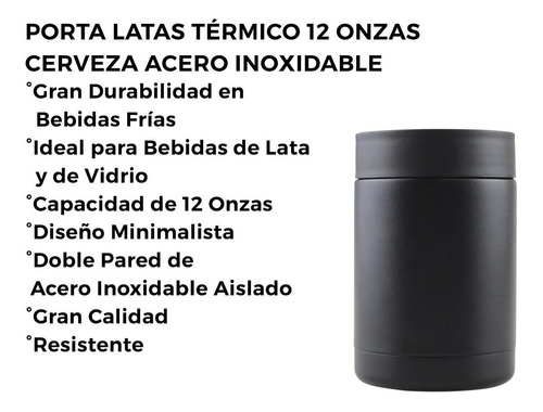 Imagen 4 de 10 de Porta Latas Térmico 12 Onzas Cerveza Acero Inoxidable