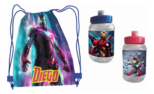 50 Morralitos Y 50 Vasos Personalizados Iron Man Recuerdos