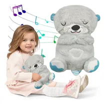 Comprar Nutria Peluche Juguetes Bebes Con Respiración De Luz Musical Gris