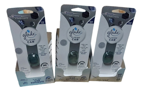 Repuesto Glade Electric Car Pack De 3 Pz De Aroma Auto Nuevo