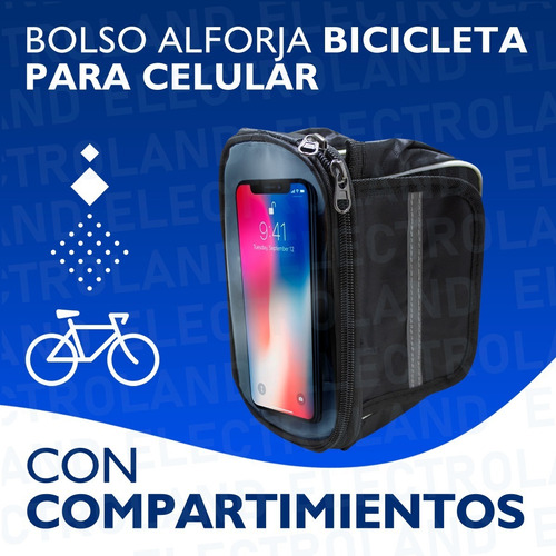 Imagen 3 de 10 de Bolso Porta Celular Táctil Bicicleta Impermeable Alforja