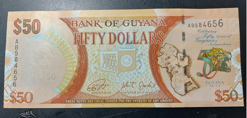 Billete Guyana 50 Dollars Unc