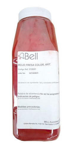 Colorante Para Alimentos Rojo Fresa Bell 1kg 2 Piezas