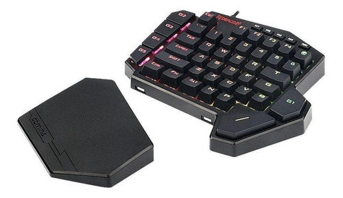 Imagen 4 de 6 de Teclado de una mano gamer Redragon Diti K585RGB Outemu Blue color negro con luz RGB