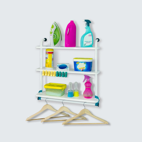 Imagen 4 de 6 de Repisas Para Baño Konekte Blanco Metal Sólido Resistente