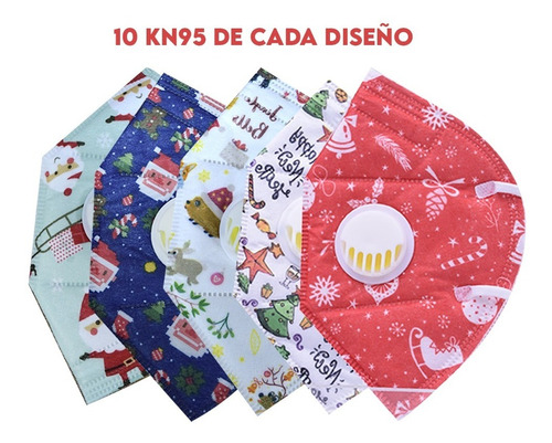 Tapabocas Kn95 Cubrebocas 50 Piezas Diseños Navidad 2