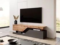 Comprar Mesa De Tv Moderna Alexis 2 Puertas Negro\u002Froble Tu Mesita
