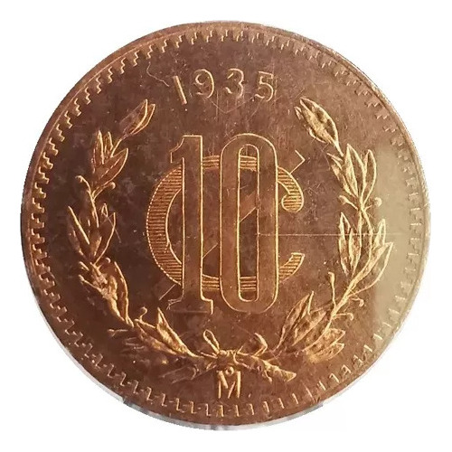 10 Centavos Laurel 1935 Sin Circular Certificado Ms66