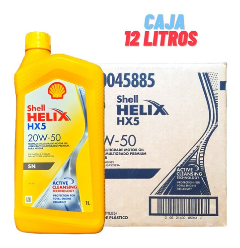 Aceite 20w50 Mineral  Shell Helix Hx5  (caja 6 Litros) 