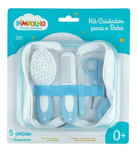 comprar Kit Higiene Para Bebê 5 Peças Pente Escova Tesoura Cortador Cor Azul