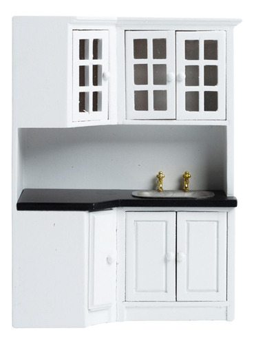 1:12 Escala Casa De Muñecas Lavabo Gabinete Muebles Blanco