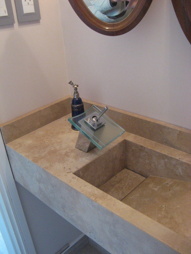 Imagen 8 de 10 de Mesada Travertino Turco Apomazado, Baño - Forma Y Diseño