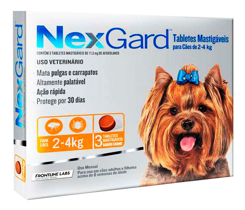 Antipulgas Masticable Para Perros Nexgard 2-4kg 3 Tabletas