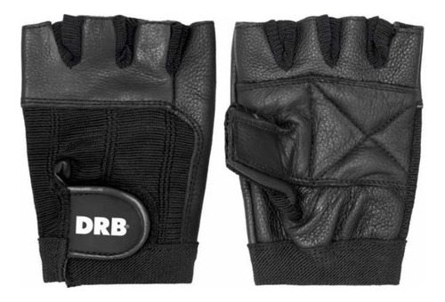 Guantes Fitness Cuero Spandex Drb Negro Pesas Y Gimnasio