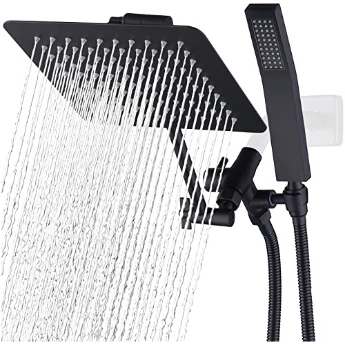 Combo De Cabezal De Ducha Cuadrado Dual De Metal Comple...