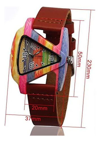 Relojes De Mujer Triángulo Colorido Bambú Relojes De Madera