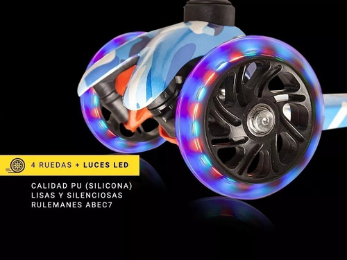 Monopatín Unnic 4 Ruedas Con Luces Led Reforzado Niños Freno