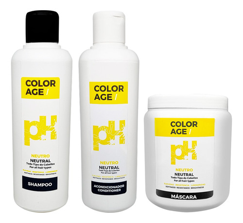 Color Age Kit Ph Neutro Shampoo + Acond. + Máscara X1000ml