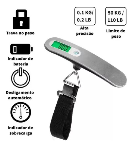 Kit 2 Balança Portátil Digital De Mão Mala Bagagem Até 50 Kg