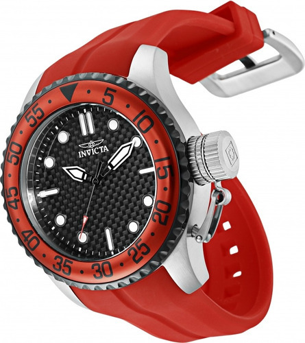 Relógio Invicta Pro Diver 34423 Banho Prata Cx 50mm Vermelho Cor Do Bisel Vermelho E Preto Cor Do Fundo Preto