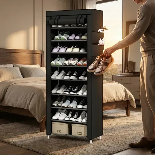 Sapateira Vertical Fechada Zíper Organizador Tênis Sapatos