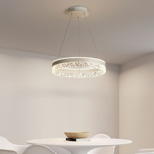 Lustre De Cristal Led Moderno Pendente 50cm Luxo Cor Branco