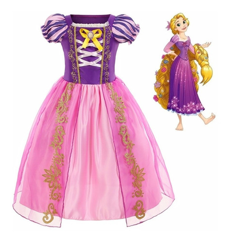 Vestido De Disfraz Princesa Rapunzel Falda Larga Para Niña