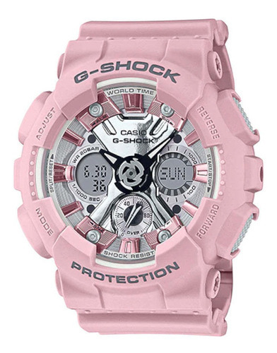 Reloj Casio G-shock Gma-s120np-4adr Mujer Color de la correa Rosa Color del bisel Rosa Color del fondo Gris