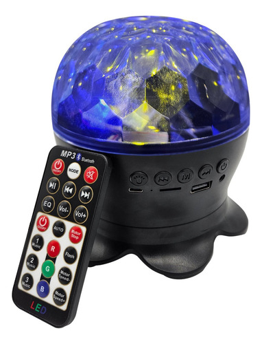 Lampara Proyector Parlante Portátil Bluetooth Luz Rgb Fm Usb Estructura Negro