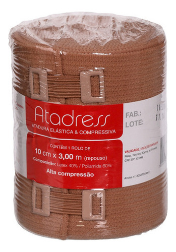 Atadura Elástica E Compressiva 10cm X 3m Atamed Cor Bege