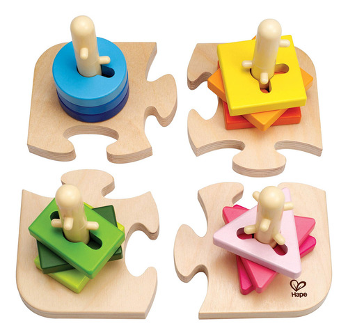 Puzzle De Madera Con Formas Apilables Para Bebés Y Niños