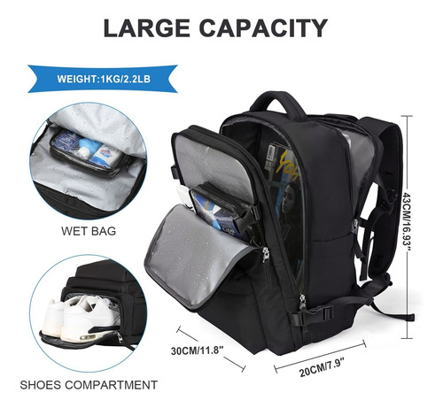 Mochila De Senderismo Impermeable De Viaje Grande Con Interf