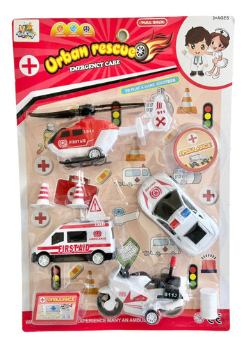 Kit Brinquedo Infantil Medico Emergência Resgate Ambulância