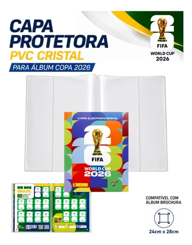 Capa Plástica Protetora para Álbum de Figurinhas Copa 2026 Premium