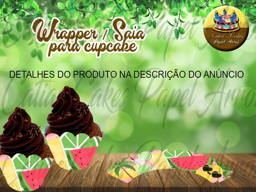 Imagem 1 de 1 de  50 Wrappers Saia Para Mini Cupcakes Tropical Verão