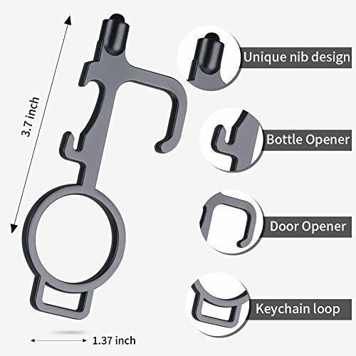 Handles Buttons Touchscreens 6 Pack No Touch Door Opener with Stylus-Function Touchless Keychain Tool for Surfaces 