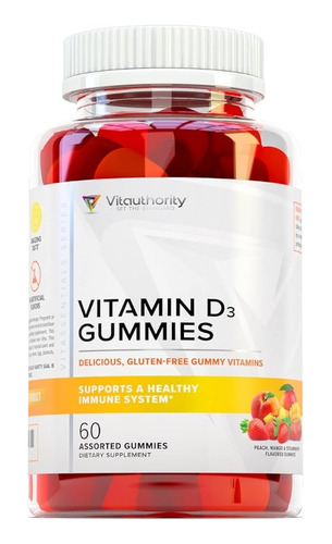 Vitauthority Vitamina D3 Libre De Gluten 60 Gomitas Sabor Frutas