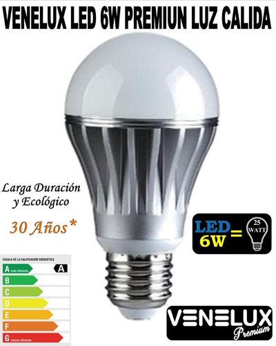  Bombillos Led 6w Venelux Premiun Luz Cálida D2,50