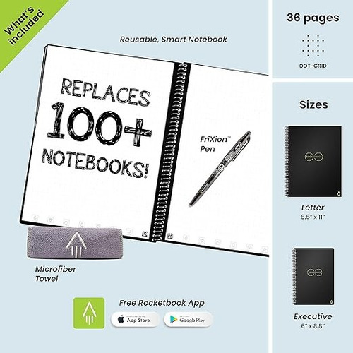 Para Cuaderno Reutilizable Inteligente Rocketbook Dotgrid