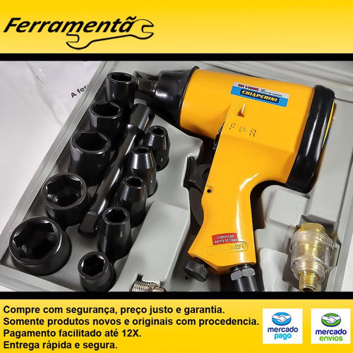 Imagem 2 de 7 de Chave Impacto 1/2 Kit 10 Soquetes Chi 320k Chiaperini Maleta