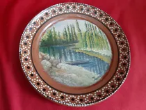 Comprar Plato Xochimilco Arte En Barro Óleo Antigüedades Artesanías 