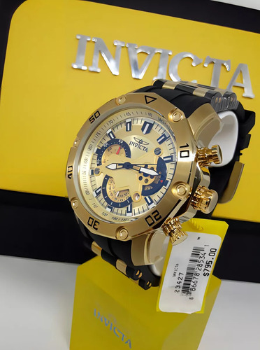Exclusivo Reloj Invicta Pro Diver 23427 Hombre Tiempo Exacto Negro Dorado Dorado (Reacondicionado)