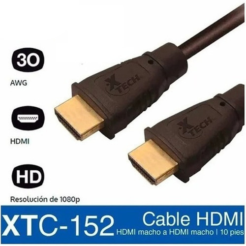 Imagen 3 de 3 de Cable De Video Hdmi Xtech Xtc-152 Full Hd 1080p 3 Metros